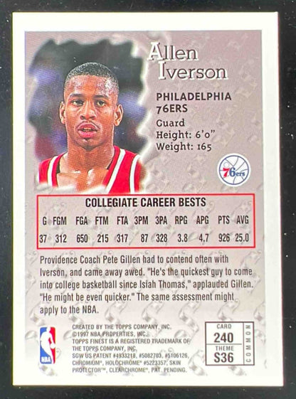 1996-97 Topps Finest Bronze #240 Allen Iverson