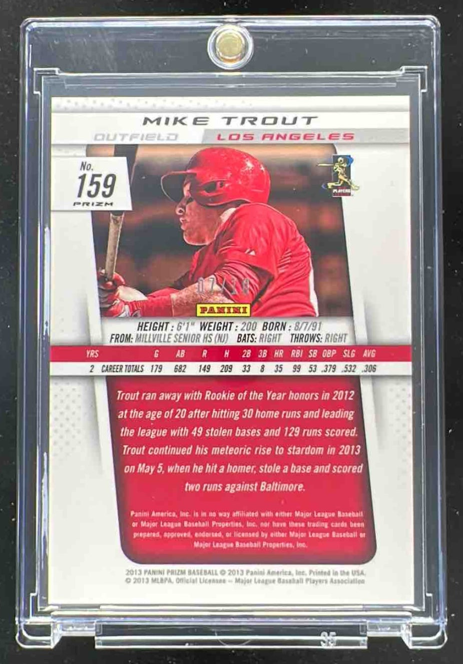 2013 Panini Prizm Prizms Gold #159 Mike Trout /10