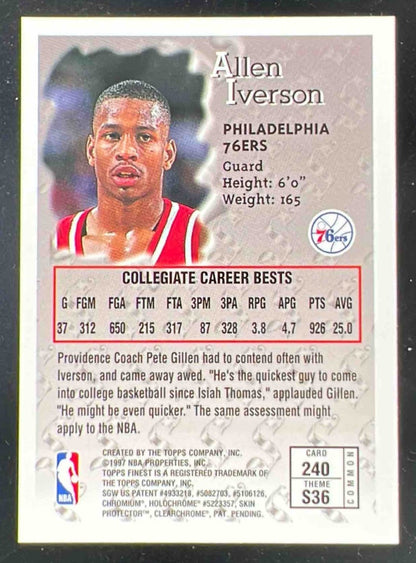 1996-97 Topps Finest Bronze #240 Allen Iverson