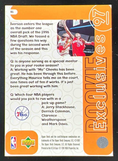 1996-97 Upper Deck Rookie Exclusives #R1 Allen Iverson RC
