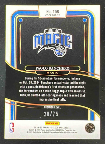 2024-25 Panini Select Premier Blue Wave Prizm #158 Paolo Banchero /75