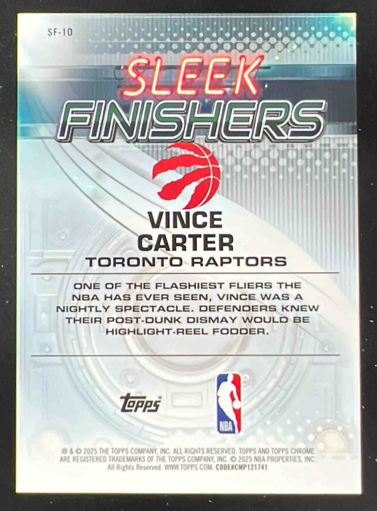 2025-26 Topps Chrome Sleek Finishers Aqua Refractor #SF-10 Vince Carter /199