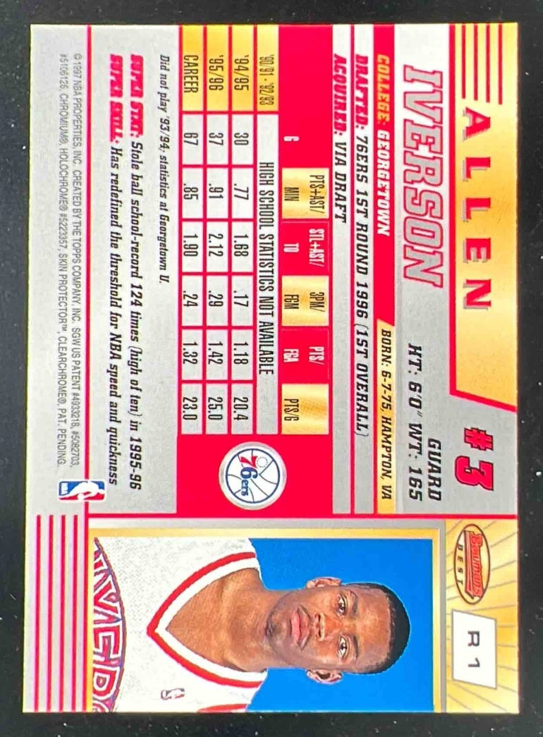 1996-97 Bowman 's Best #R1 Allen Iverson RC