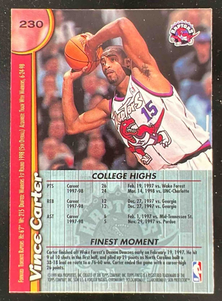 1998-99 Topps Finest #230 Vince Carter RC