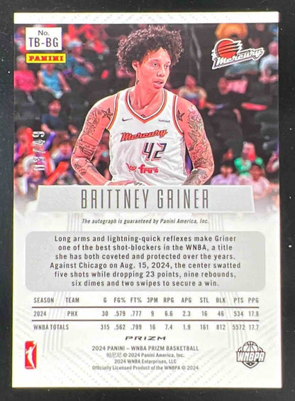 2024 Panini WNBA Prizm Throwback Purple Prizm #TB-BG Brittney Griner Auto /49