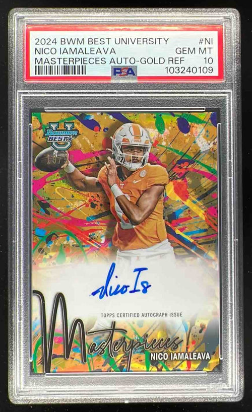 2024 Bowman Best University Masterpieces Gold Nico Iamaleava Auto /50 PSA 10