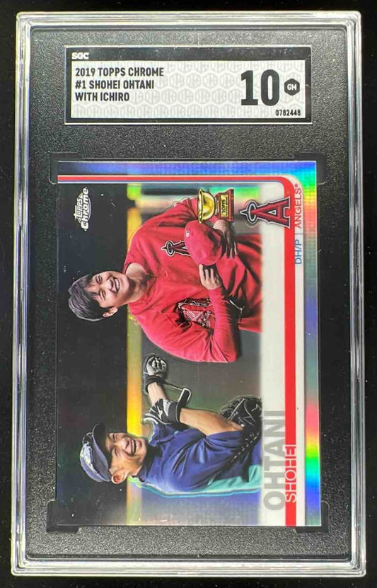 2019 Topps Chrome #1b Shohei Ohtani With Ichiro SP SGC 10