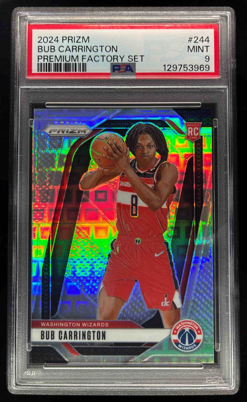 2024-25 Panini Prizm Premium Factory Set Prizm #244 Bub Carrington /150 PSA 9