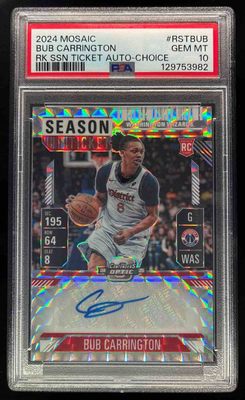 2024-25 Mosaic Contenders Optic Choice #RST-BUB Bub Carrington RC Auto PSA 10