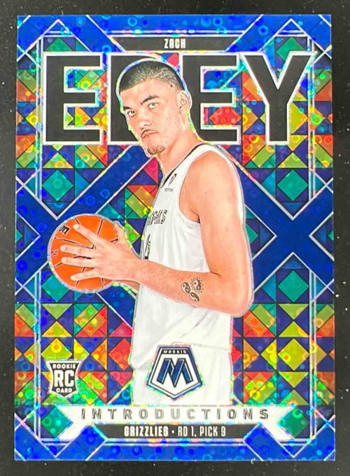 2024-25 Panini Mosaic Introductions Fast Break Blue Mosaic #17 Zach Edey RC /85