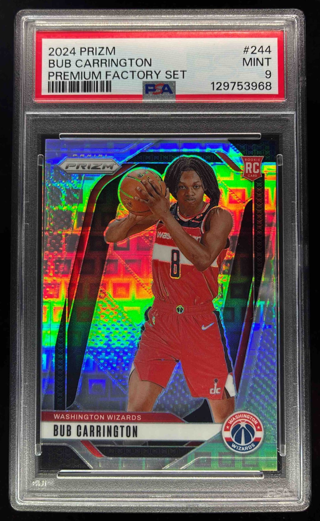 2024-25 Panini Prizm Premium Factory Set Prizm #244 Bub Carrington /150 PSA 9