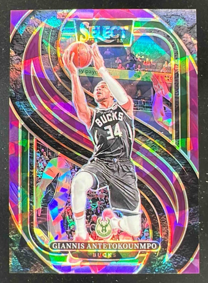 2024-25 Select Premier Purple Cracked Ice Prizm #137 Giannis Antetokounmpo /99