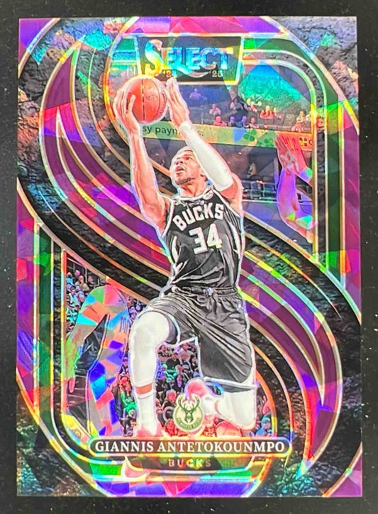 2024-25 Select Premier Purple Cracked Ice Prizm #137 Giannis Antetokounmpo /99
