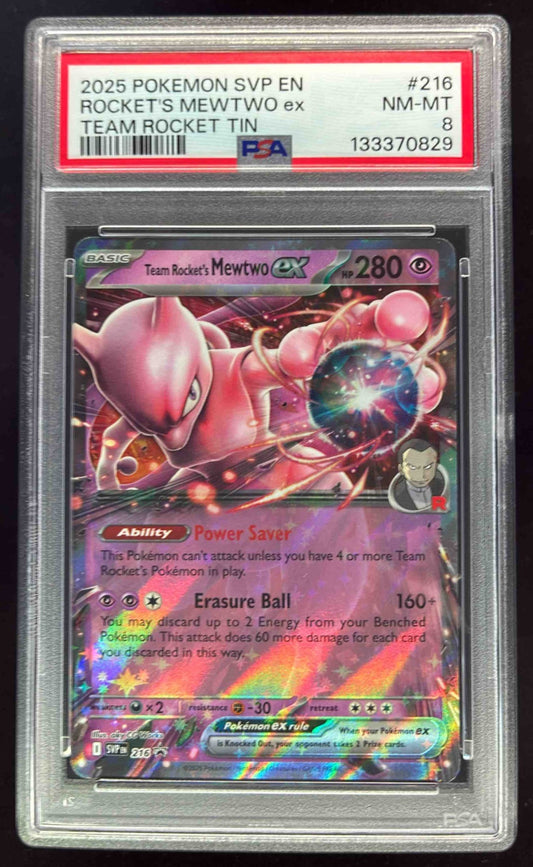 2025 Pokemon SV Black Star Promos Promos #216 Team Rocket's Mewtwo ex PSA 8