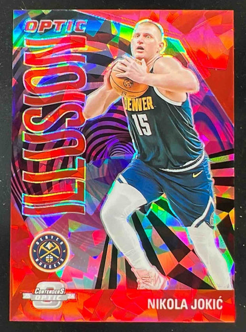 2023-24 Panini Contenders Optic Illusion Red Cracked Ice #21 Nikola Jokic /175