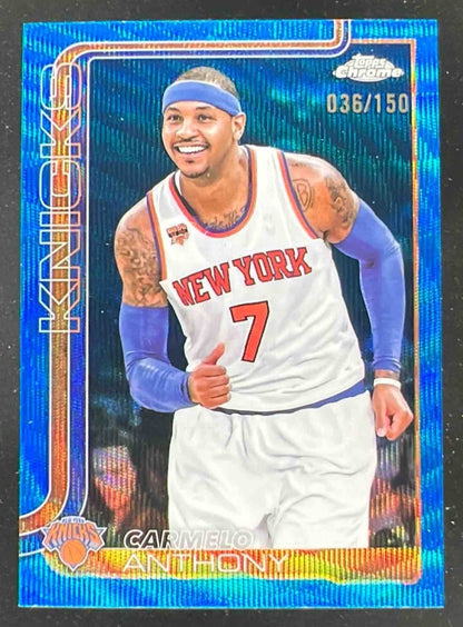 2025-26 Topps Chrome Blue Wave Refractor #248 Carmelo Anthony /150