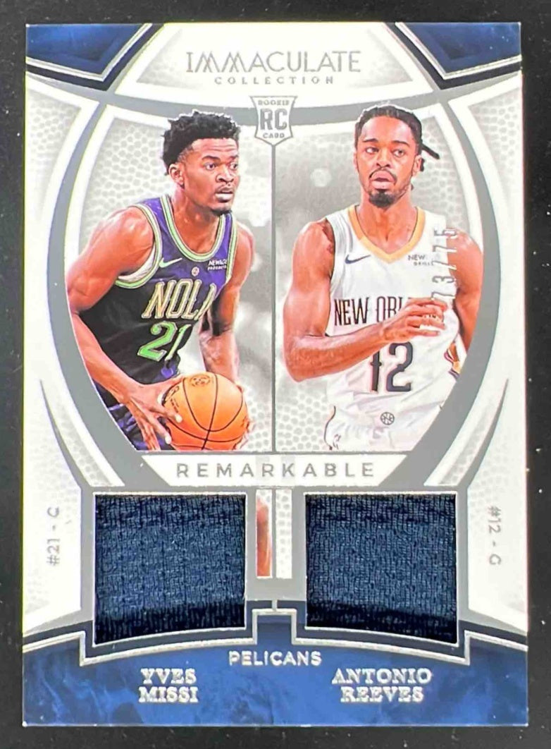 2024 Immaculate Remarkable Jerseys Dual Yves Missi Antonio Reeves RC /75