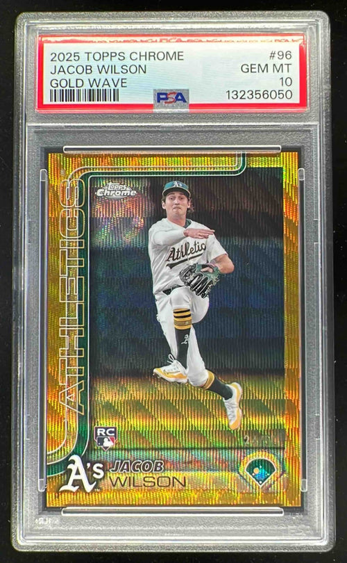 2025 Topps Chrome Gold Wave Refractor #96 Jacob Wilson RC /50 PSA 10
