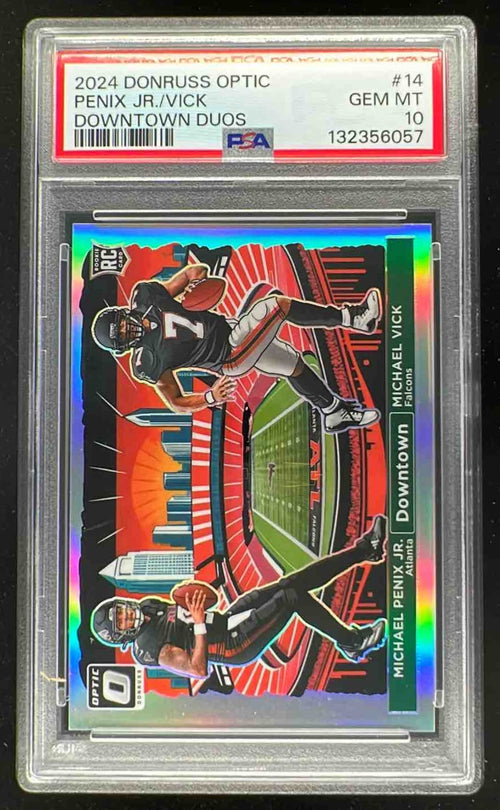 2024 Donruss Optic Downtown Duos Michael Penix Jr. Michael Vick RC SSP PSA 10