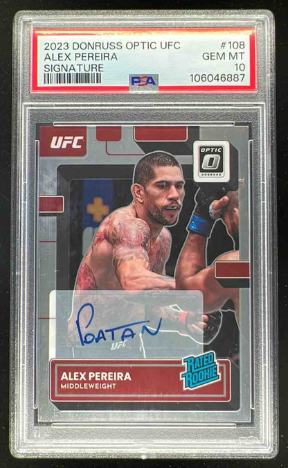 2023 Panini Donruss Optic UFC Optic Signatures #108 Alex Pereira RC Auto PSA 10