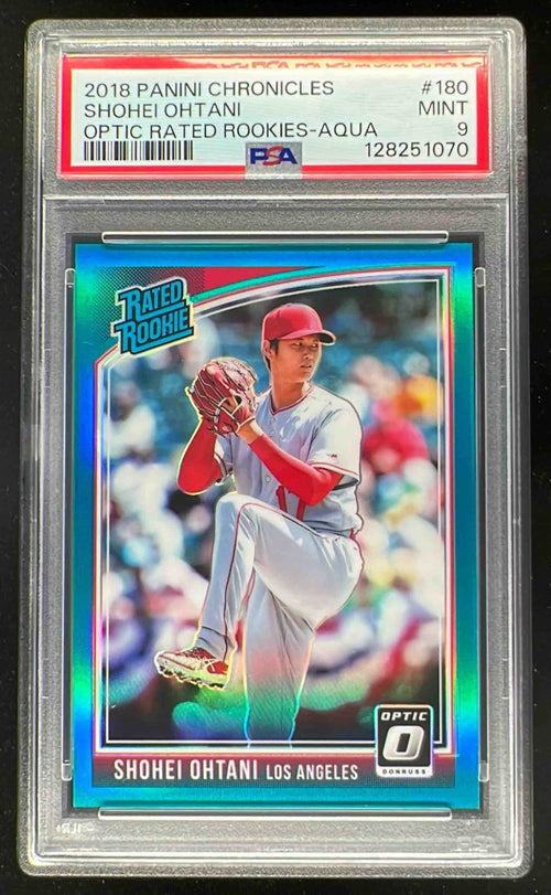 2018 Chronicles Optic Rated Rookies Aqua #180 Shohei Ohtani RC Rookie /299 PSA 9