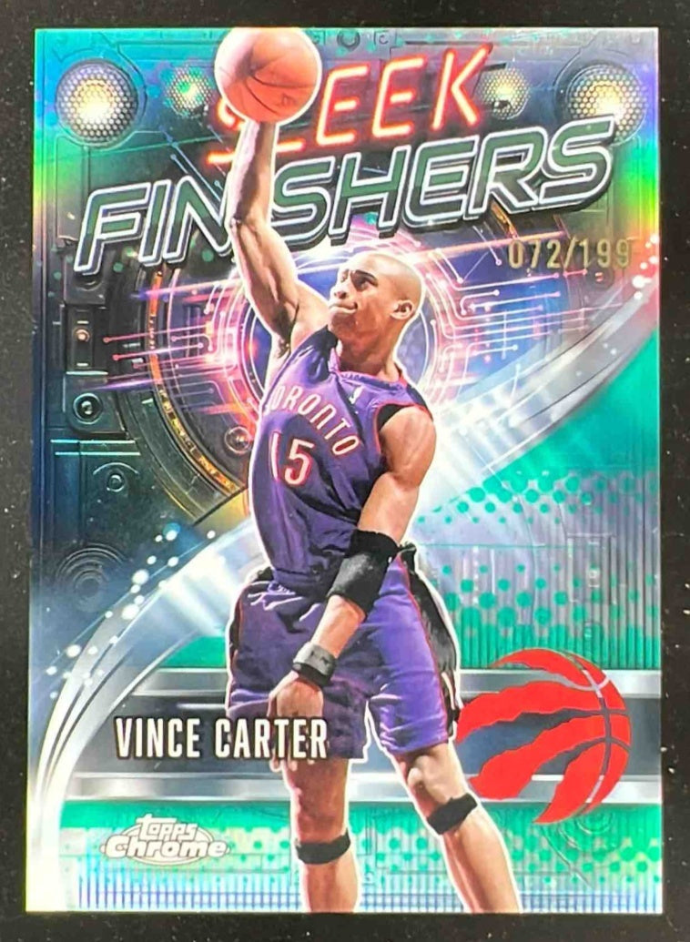 2025-26 Topps Chrome Sleek Finishers Aqua Refractor #SF-10 Vince Carter /199